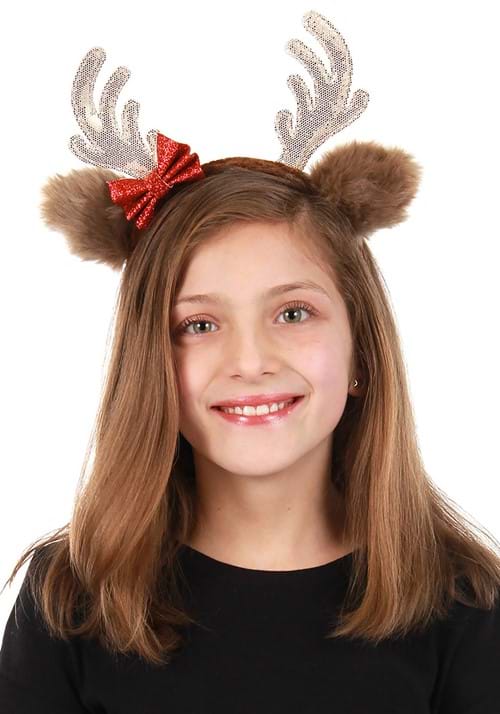Reindeer Holiday Glitter Bow Headband Costume