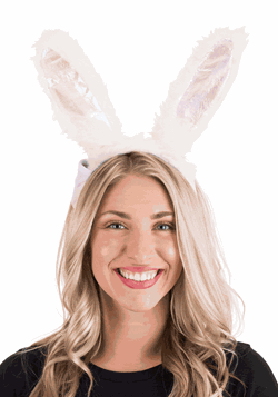 Light-Up White Rabbit LumenEars Headband Main