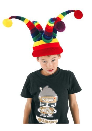 Wacky Rainbow Jester Plush Costume Hat | Costume Accessories