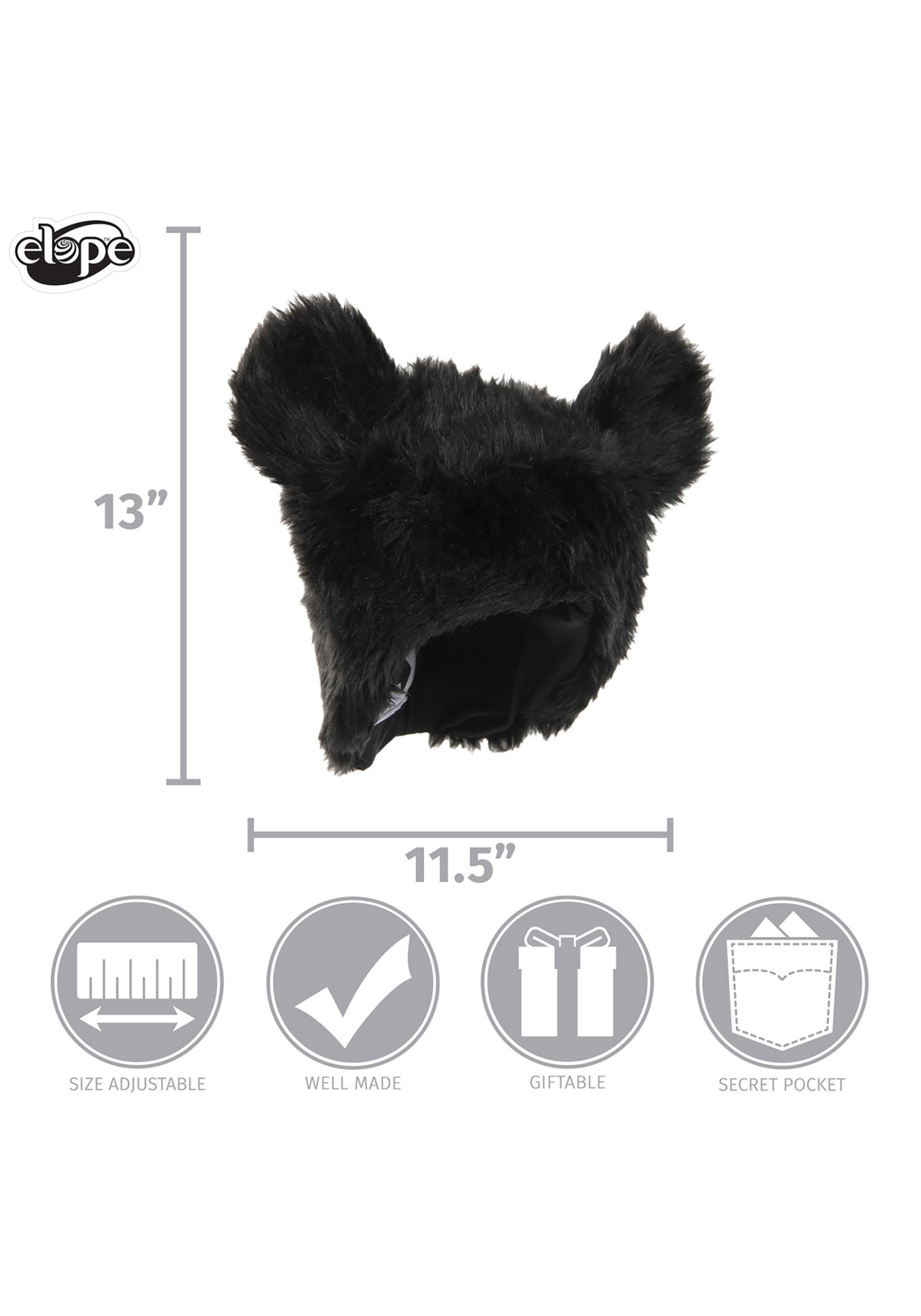 Plush Black Bear Costume Hat