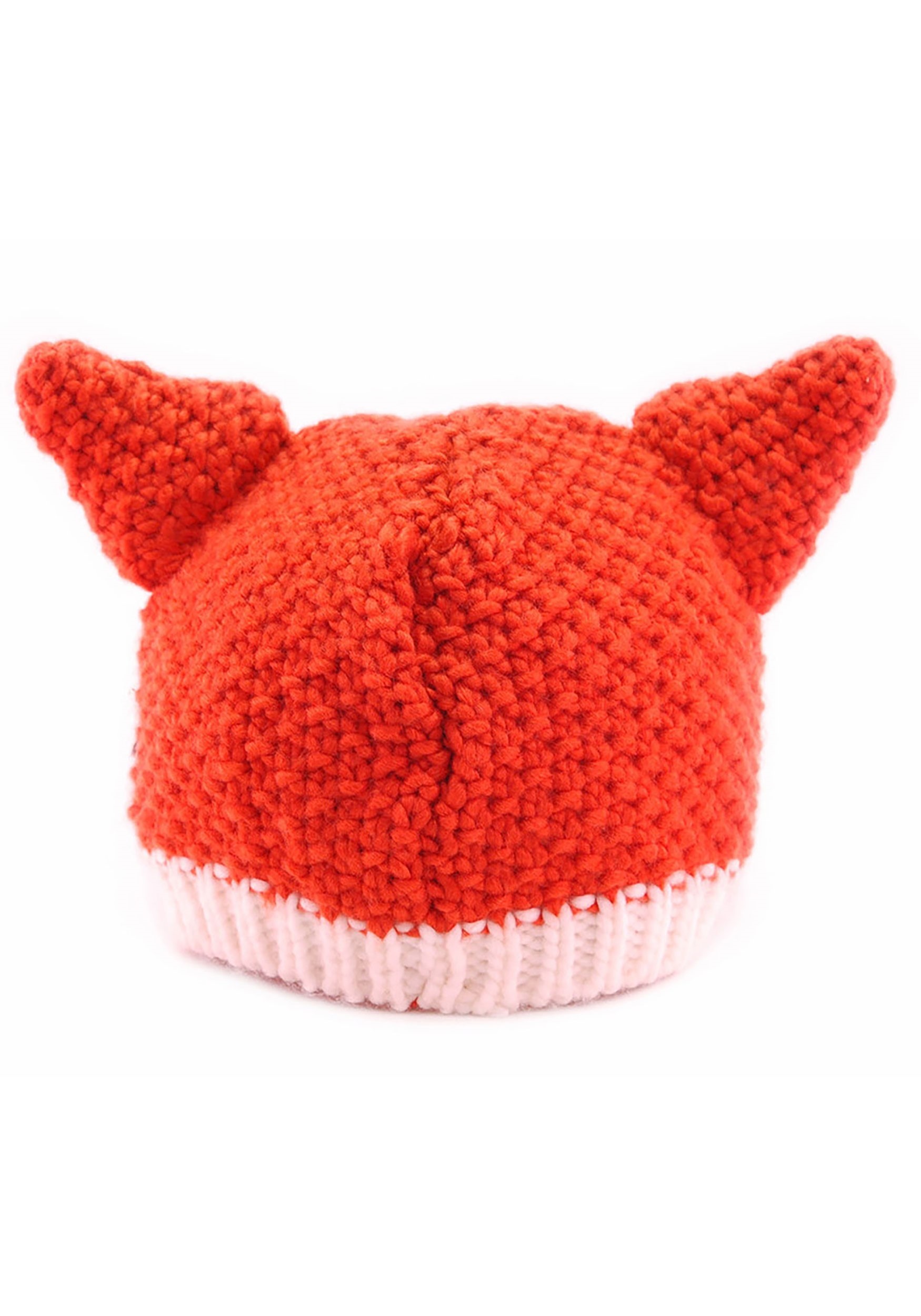 BIBITIME Handmade Knit Fox Beanie with Ears Hat Fun Cosplay Cap for Adult or Kid 