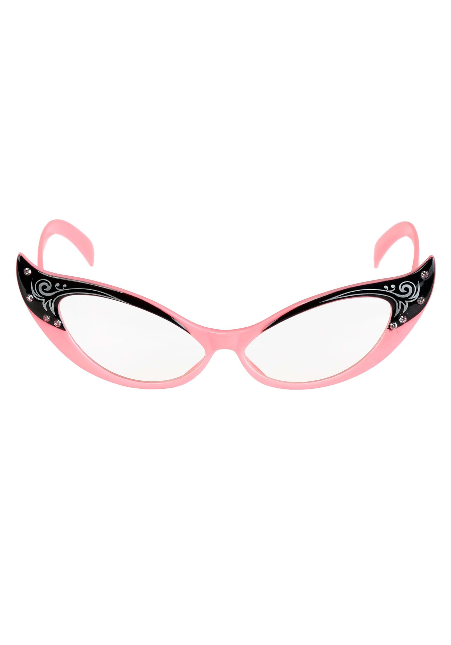 Vintage Pink/Clear Cat Eyes Glasses | 50s Accessories