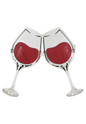 Wine Goblet Eyeglasses Clear/Rose | Costume Glasses