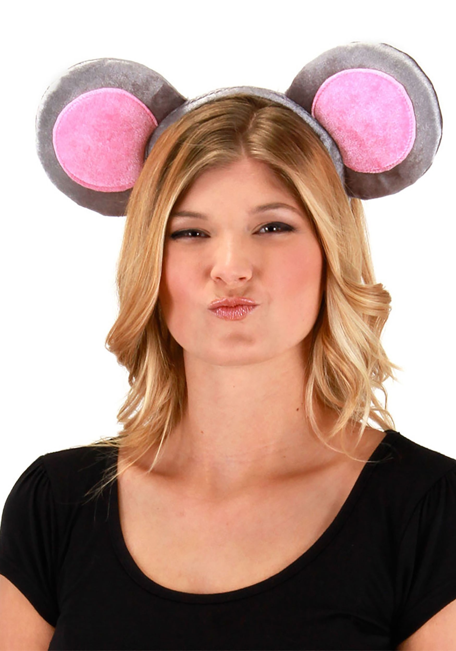 Grey Pink Mouse Ears Alice Hair Band Headband Fancy Dress Party Hen Accessories 