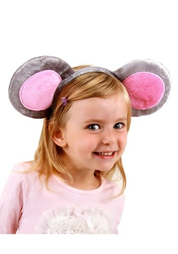 Mouse Ears Headband & Tail Costume Kit - Gray Velour Animal Accessory Set for Halloween Fancy Dress Party