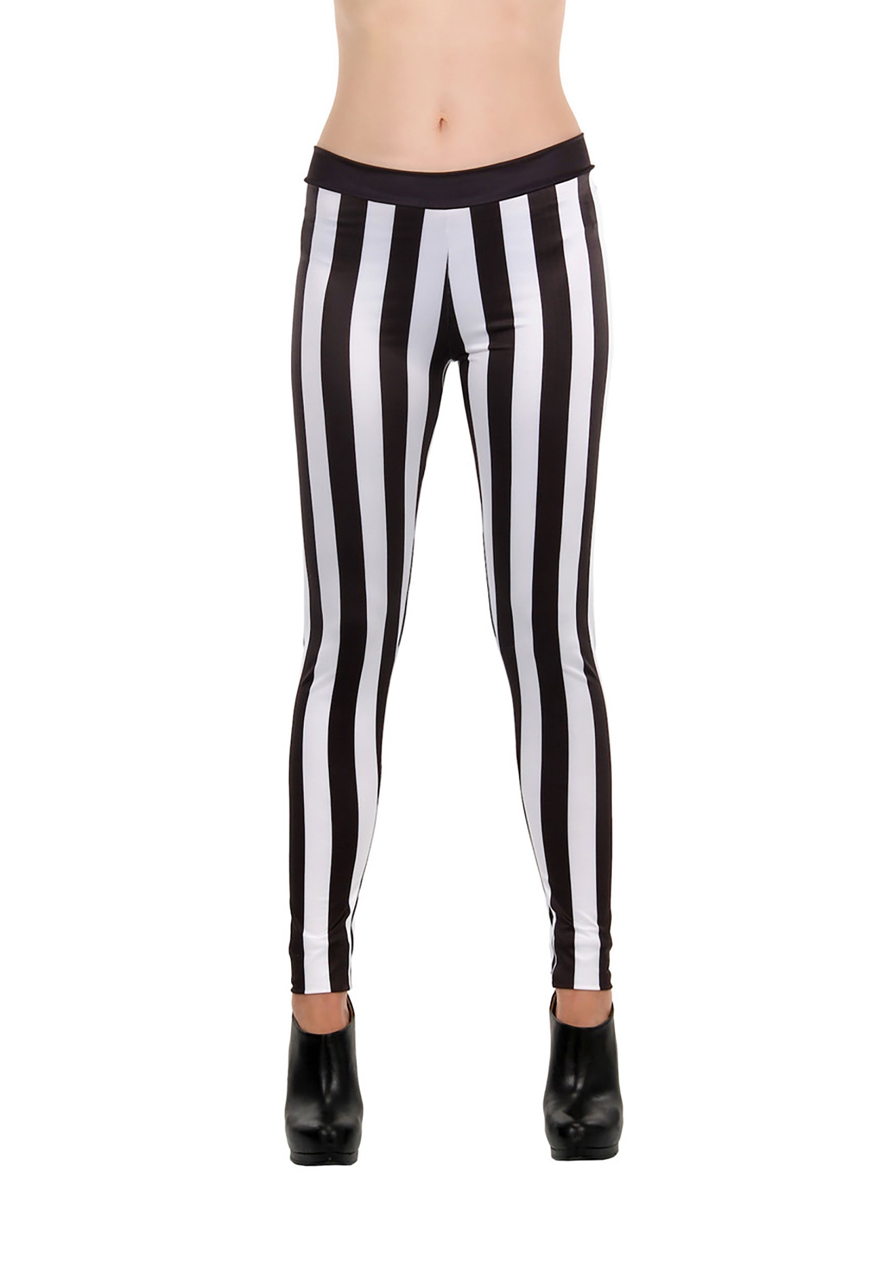 Plus Size Leggings Red and White Vertical Stripes Cirque