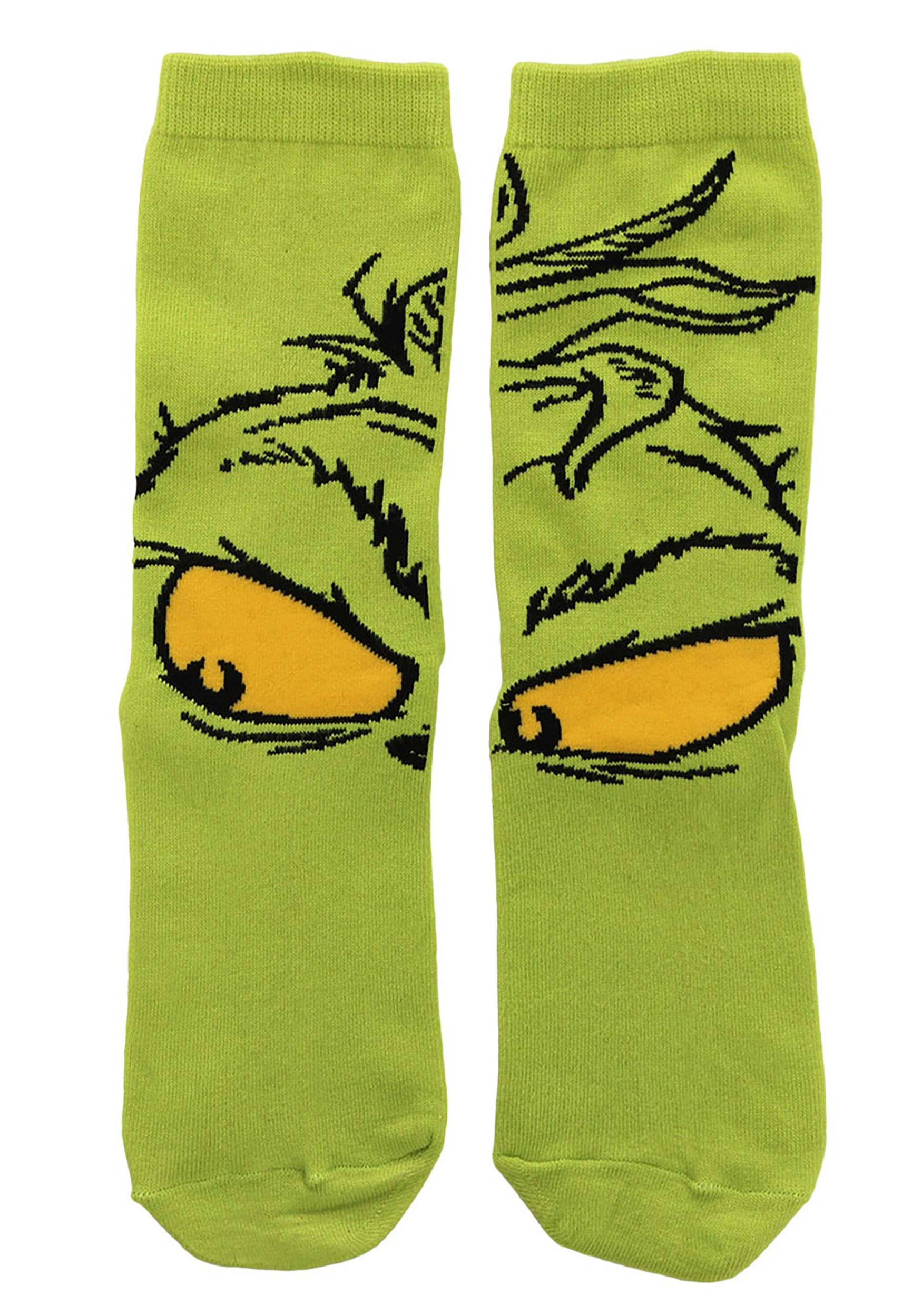 1X Pair Green Dr Seuss The Grinch Themed Designer Unisex Crew Socks LIMITED ED 
