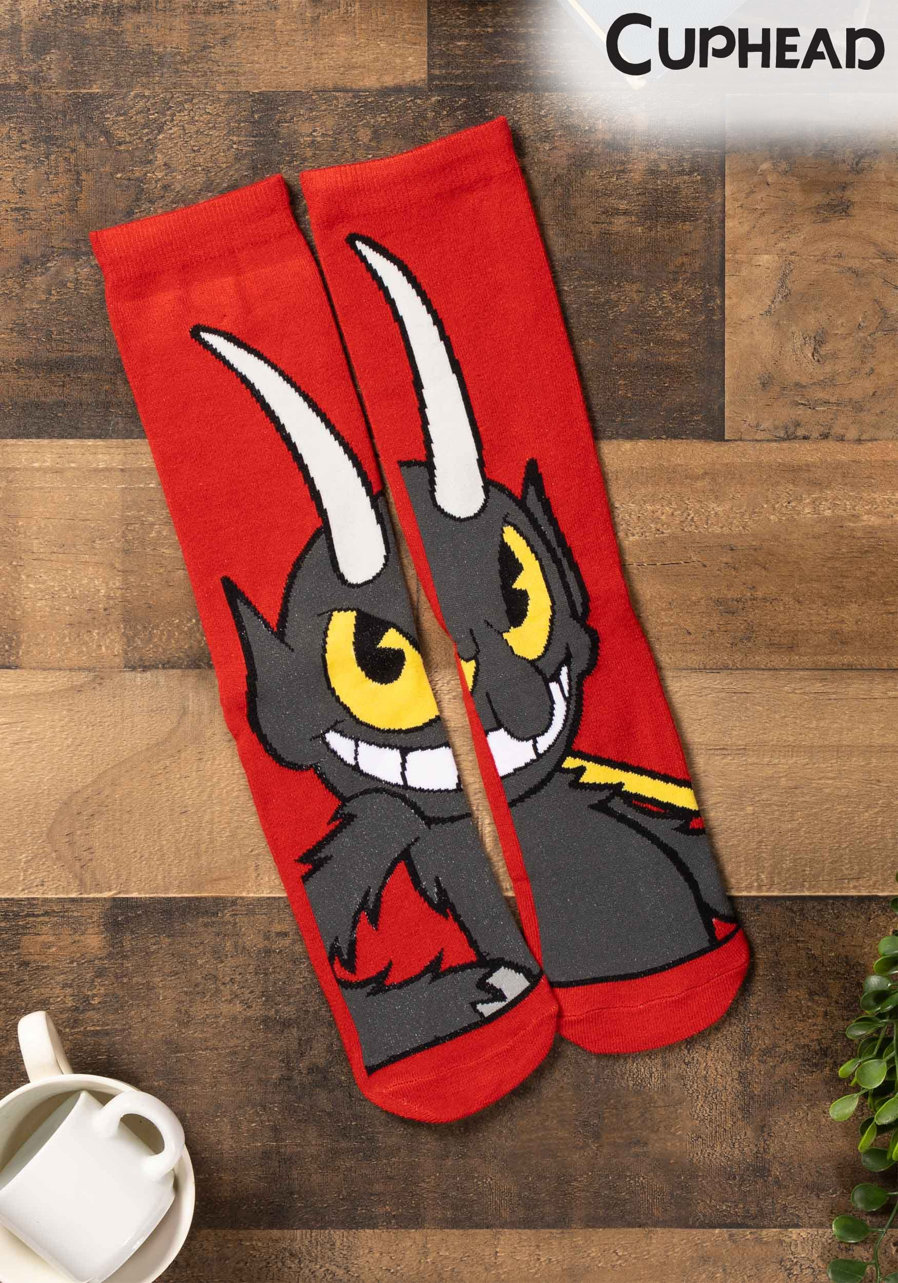 Los calcetines de la tripulación del diablo Cuphead Multicolor