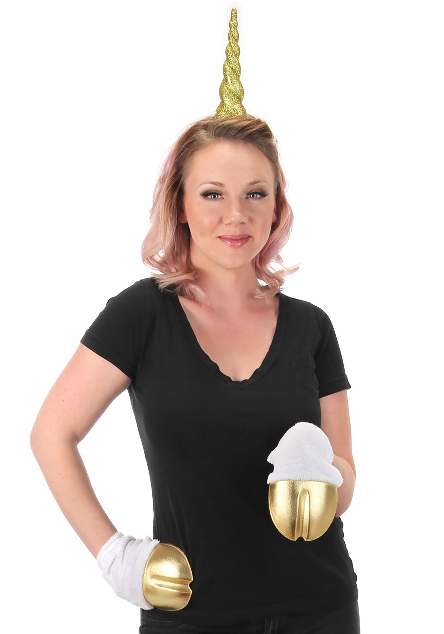 Unicorn Costume Front Gold Hooves | Unicorn Accessories