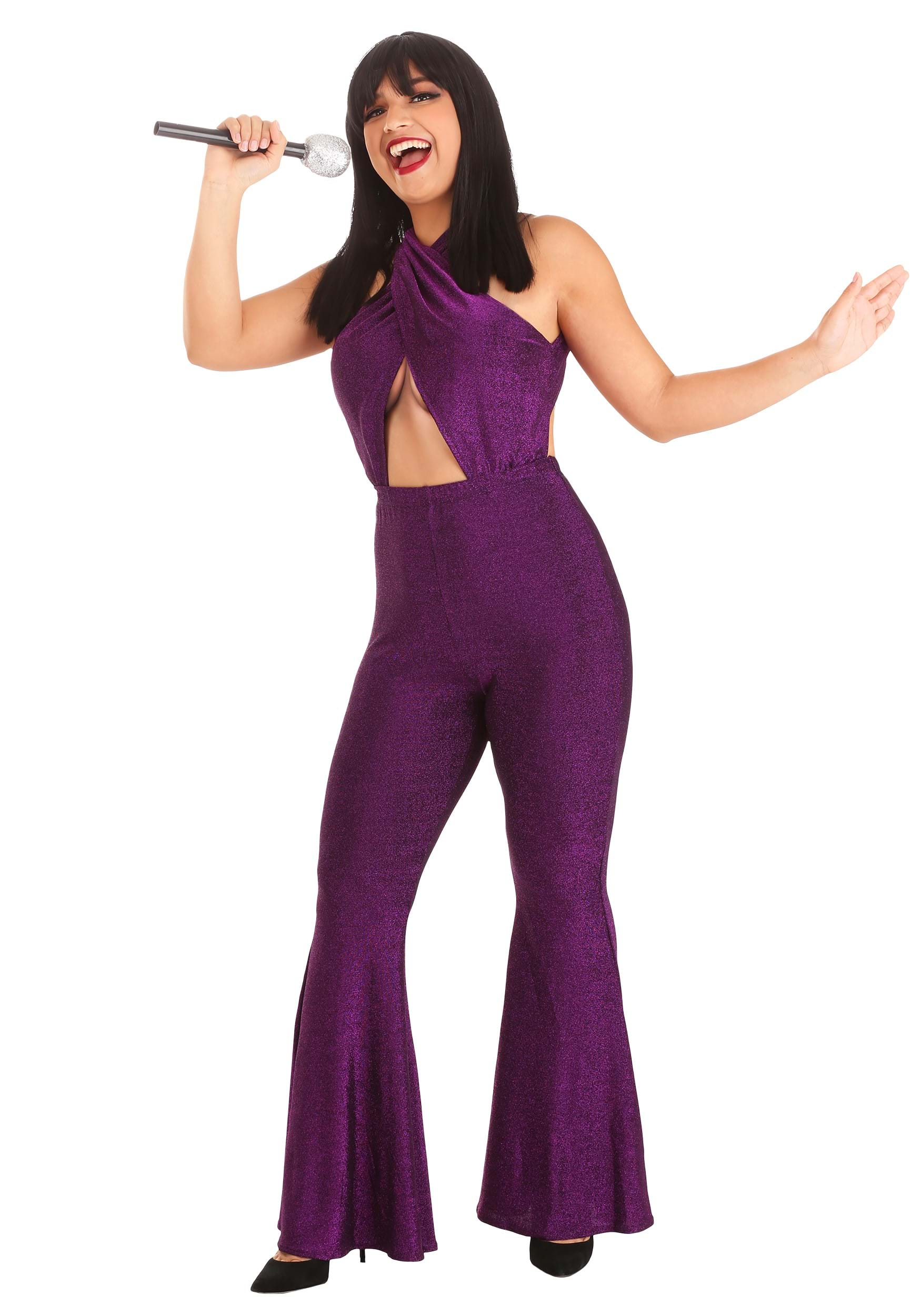 Womens 70's 80's Purple Disco Fever Princess fancy dress party costume 8 10 