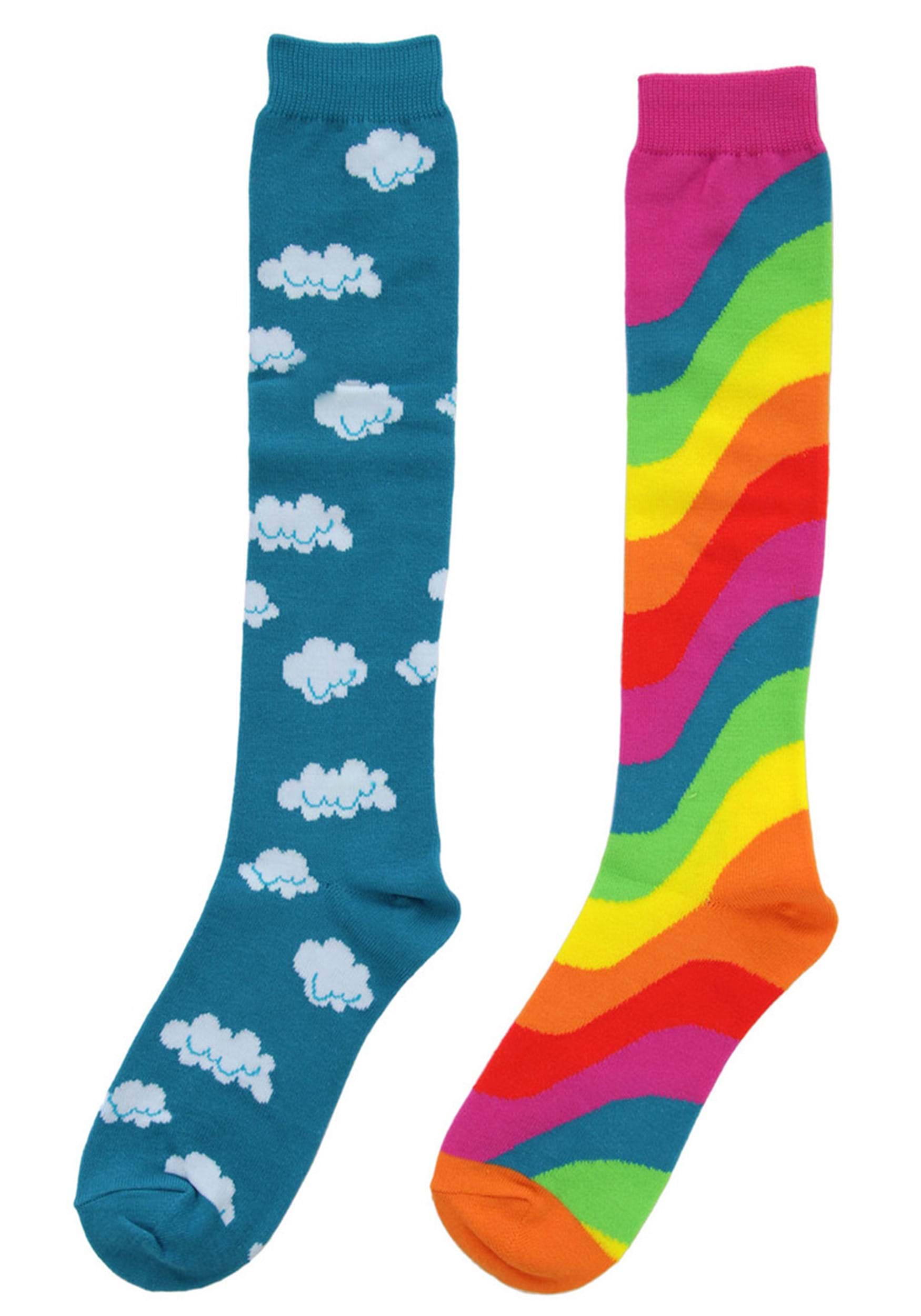 Rainbow Clown Socks Adult Costume Accessory One Size NEW 