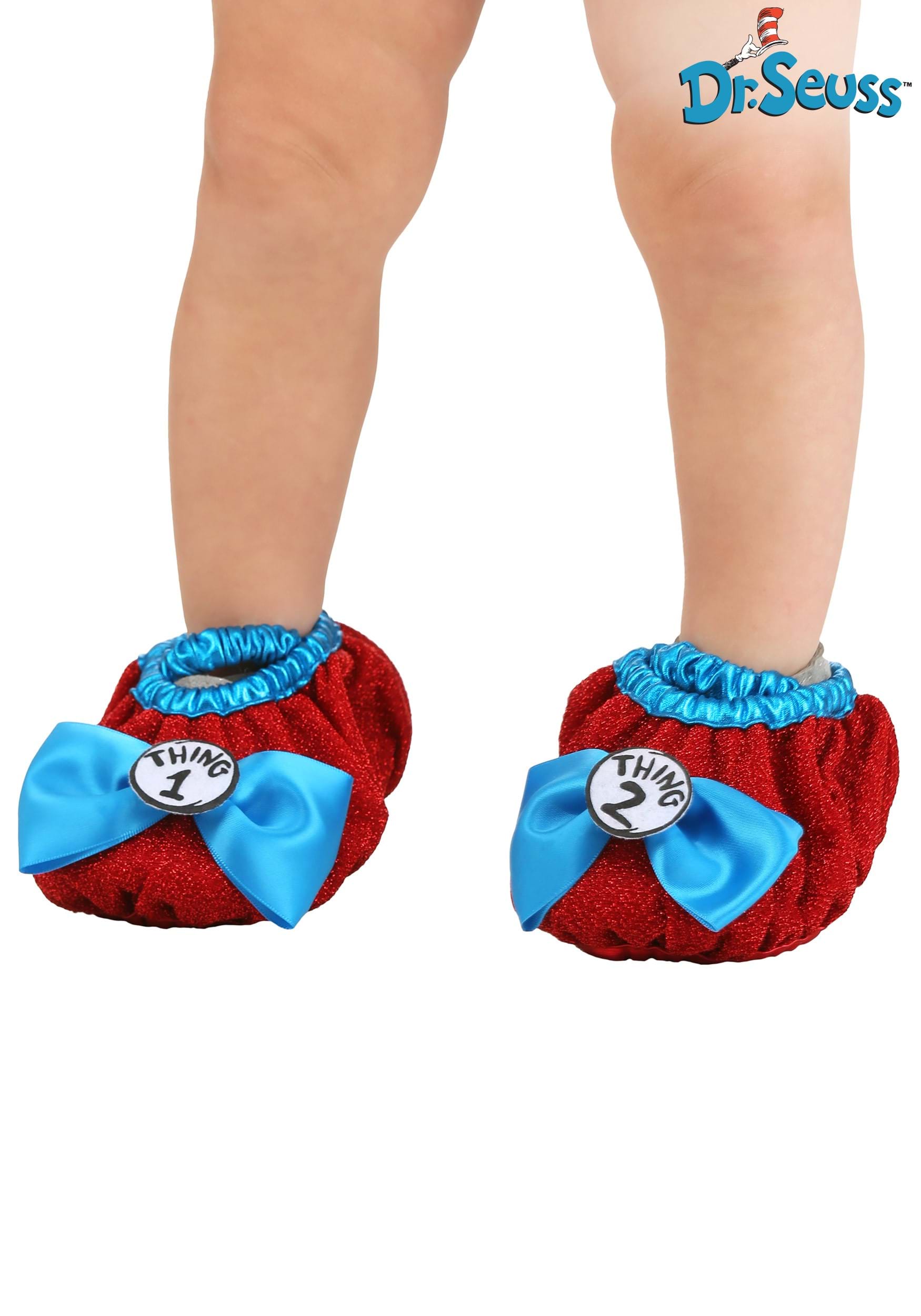 Thing 1 & 2 from Cat in the Hat Kids Costume Shoe Covers Red Sparkle Shiny