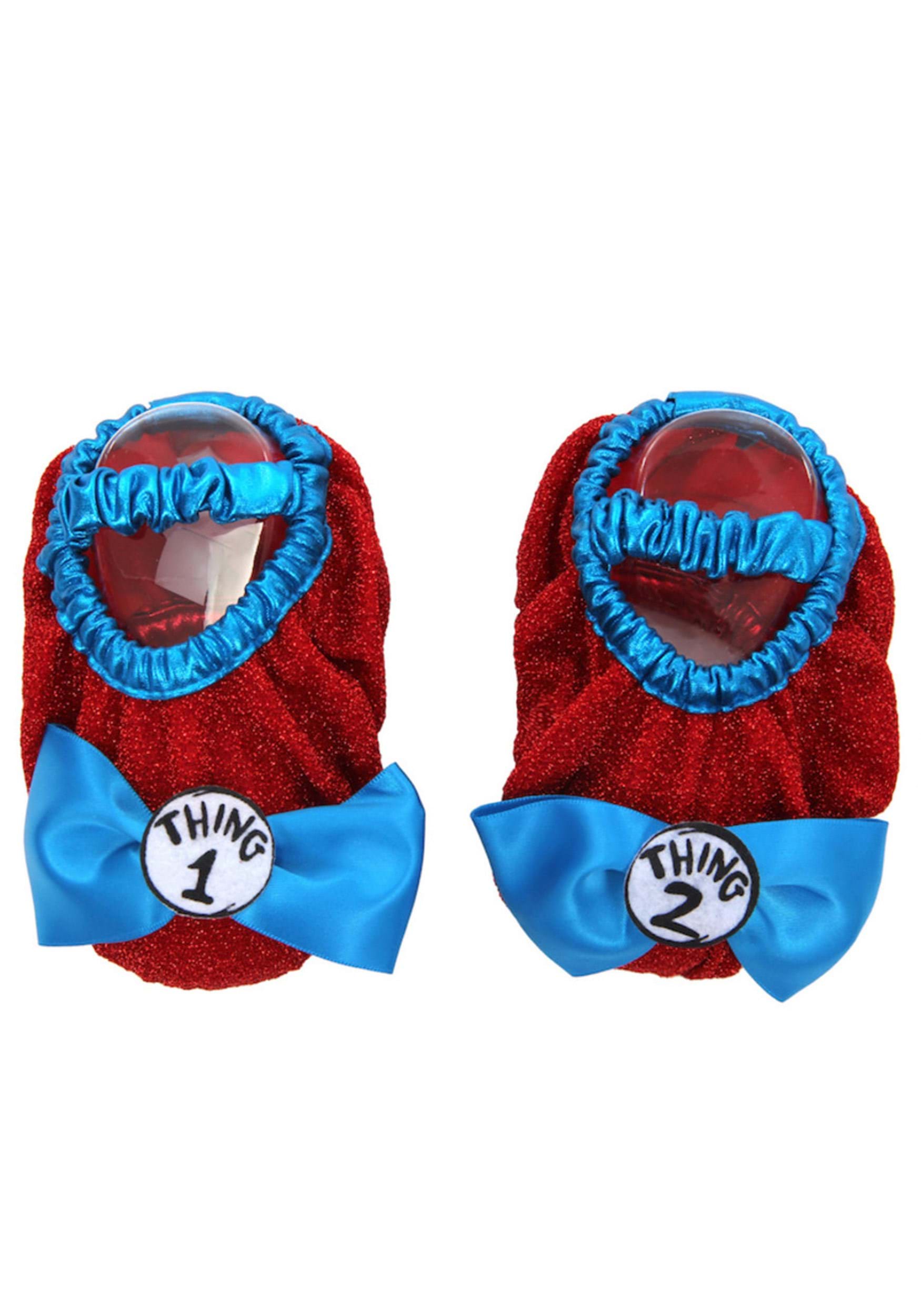 Thing 1 & 2 from Cat in the Hat Kids Costume Shoe Covers Red Sparkle Shiny