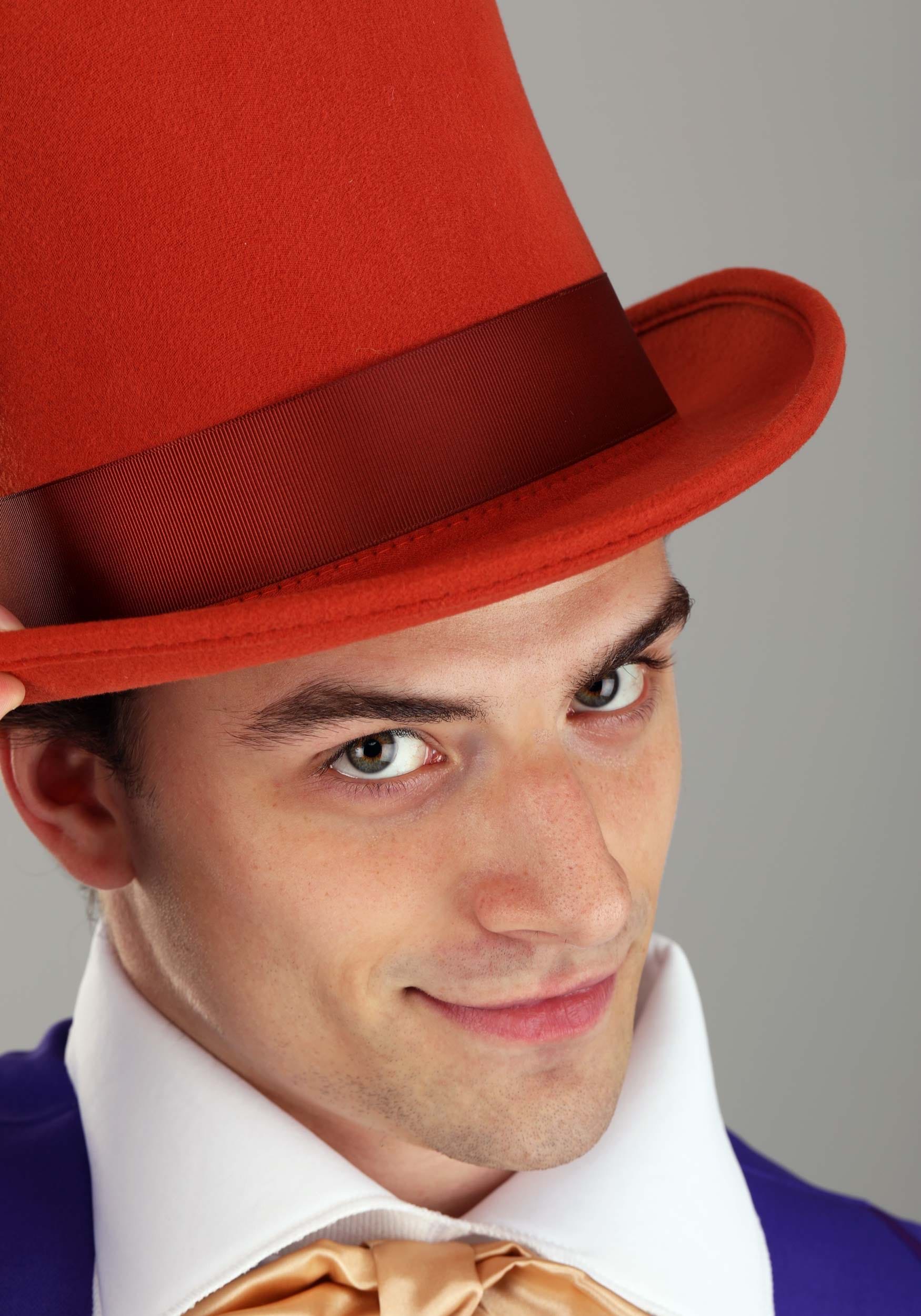 Men's Purple Victorian English Topper Hat Willy Wonka Halloween Costume S M L XL 