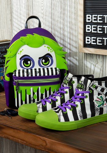 Black and White Striped Beetlejuice Unisex Sneakers