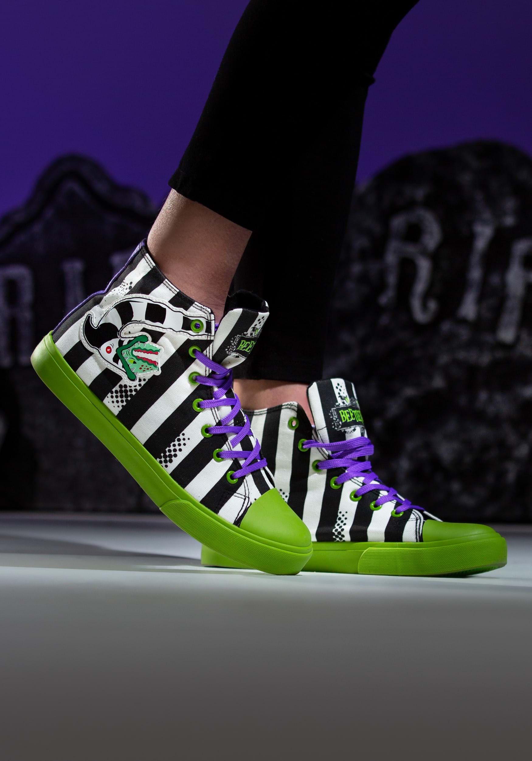 and White Striped Beetlejuice Unisex Sneakers