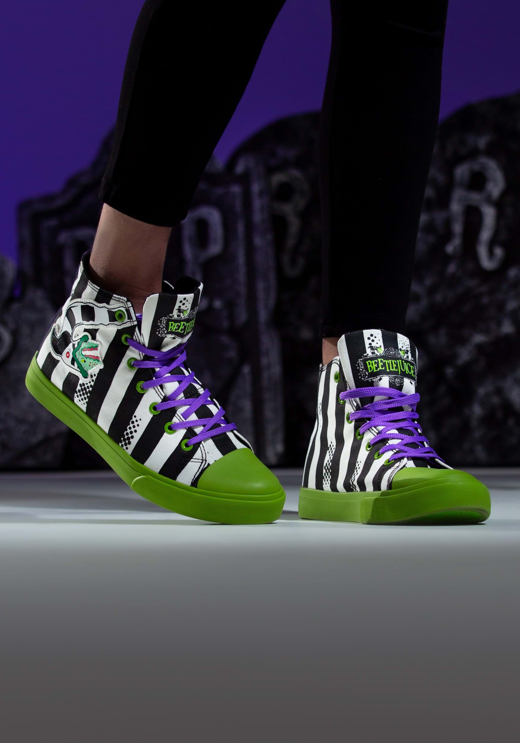 Black And White Striped Beetlejuice Unisex Sneakers