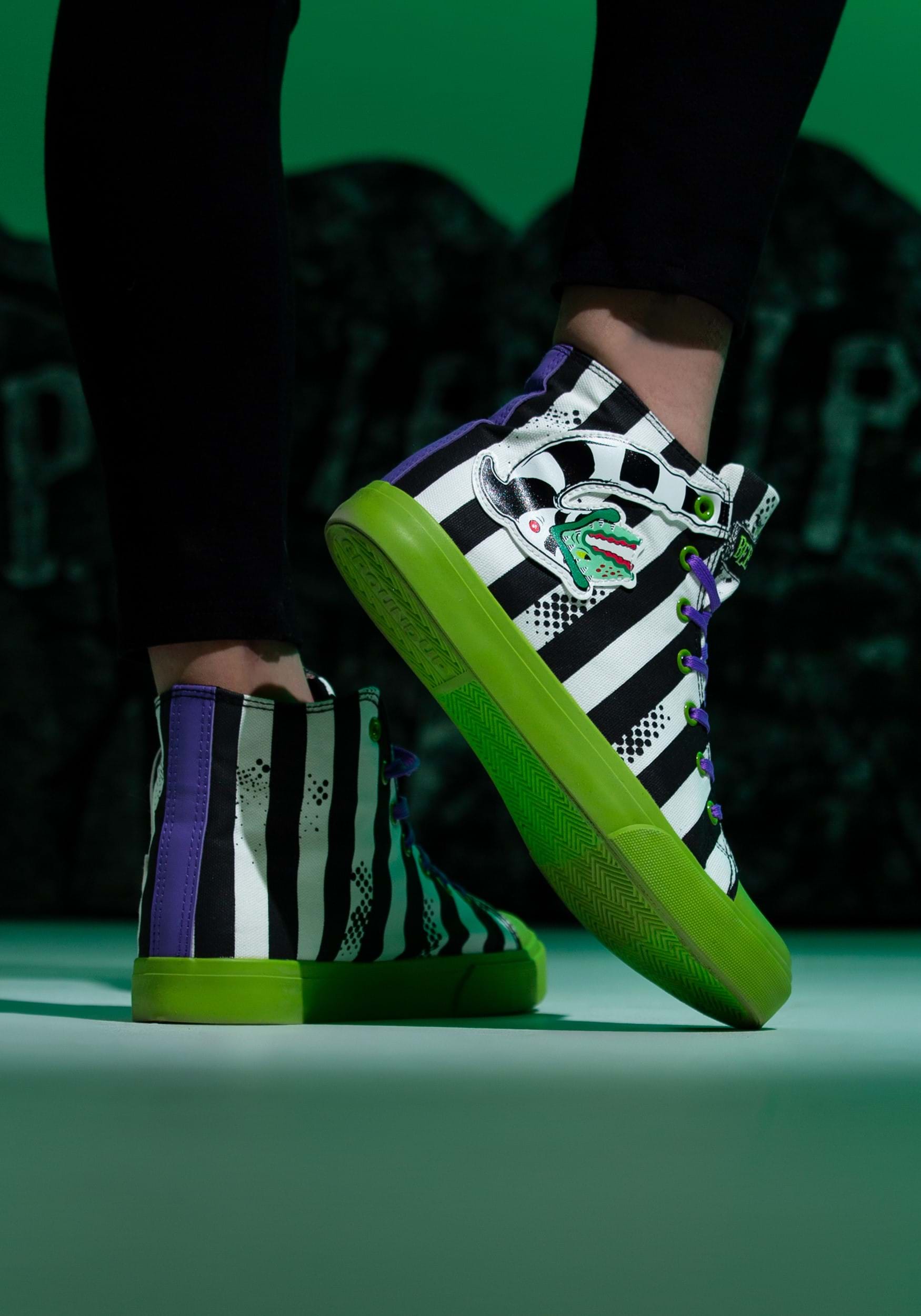 Black And White Striped Beetlejuice Unisex Sneakers