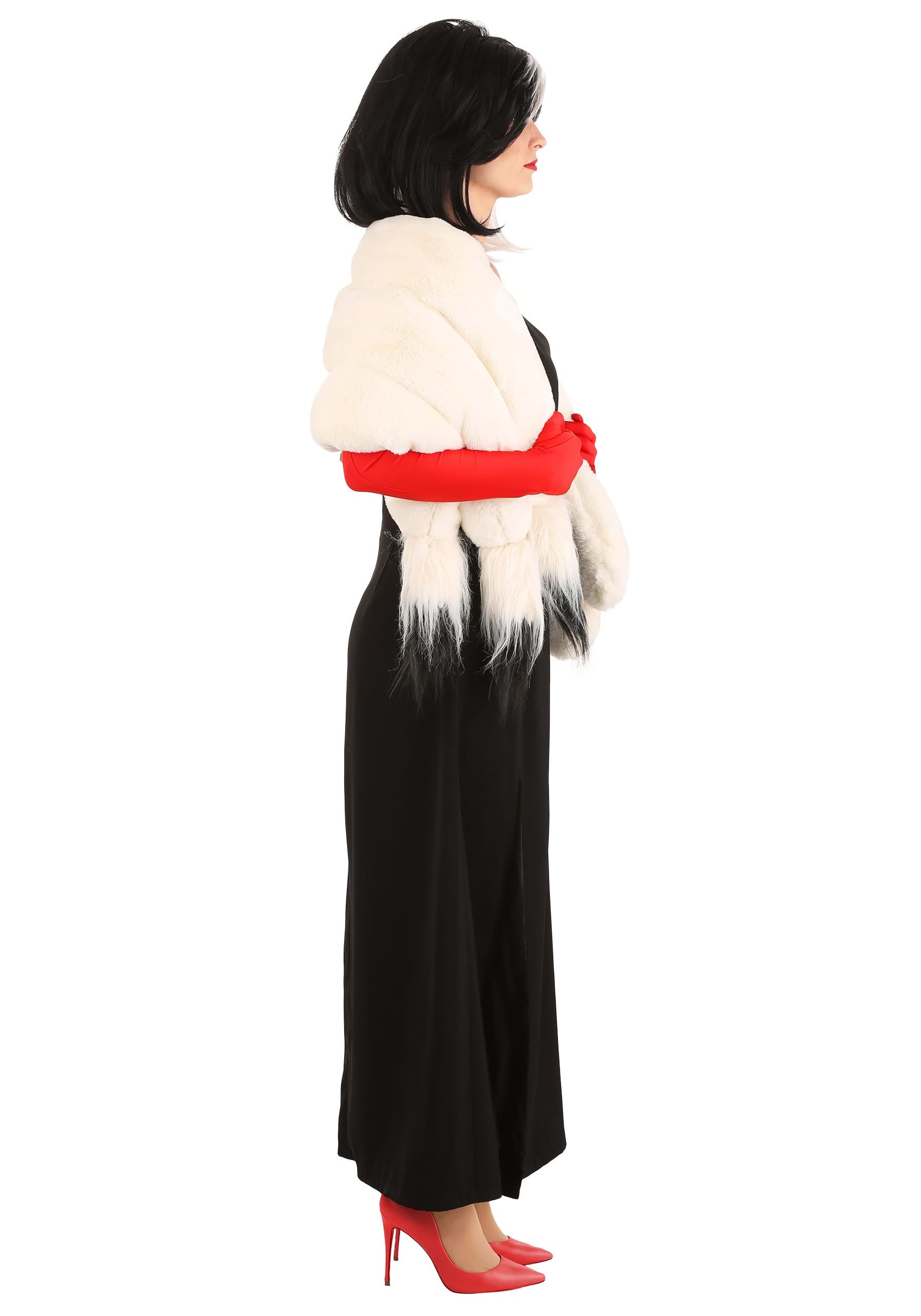 Cruella de ville fancy dress costume fur shawl stole wrap choker Halloween wrap 