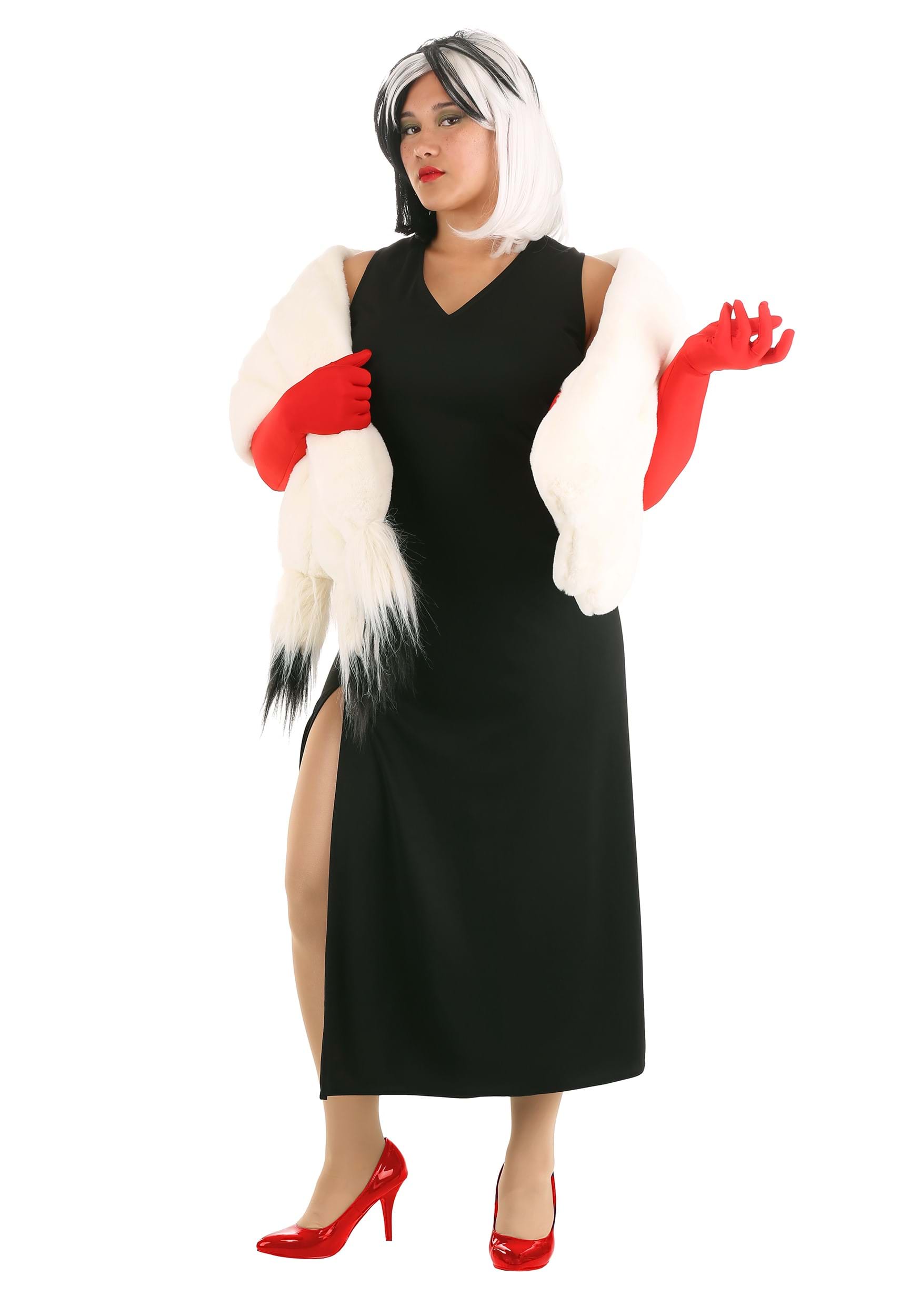 Plus Size Cruella De Vil Stole Costume Women From Disney's 101 Dalmatians