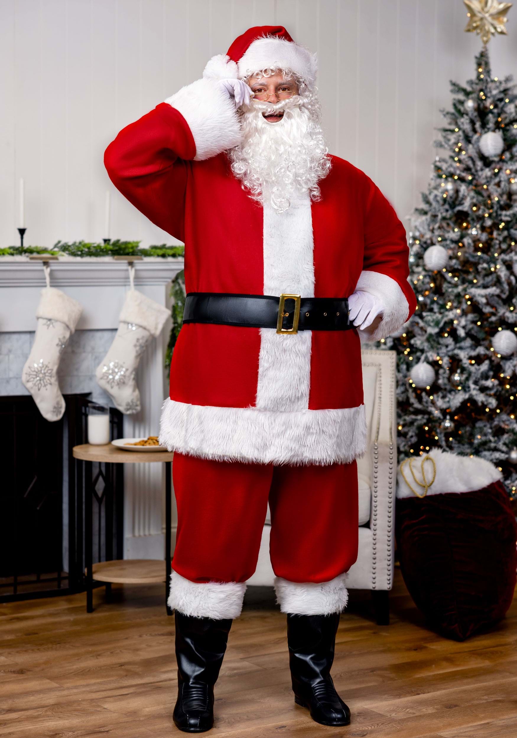 Deluxe 12pc Santa Costume Father Christmas Quality Plus Size Claus Suit ILFD4571