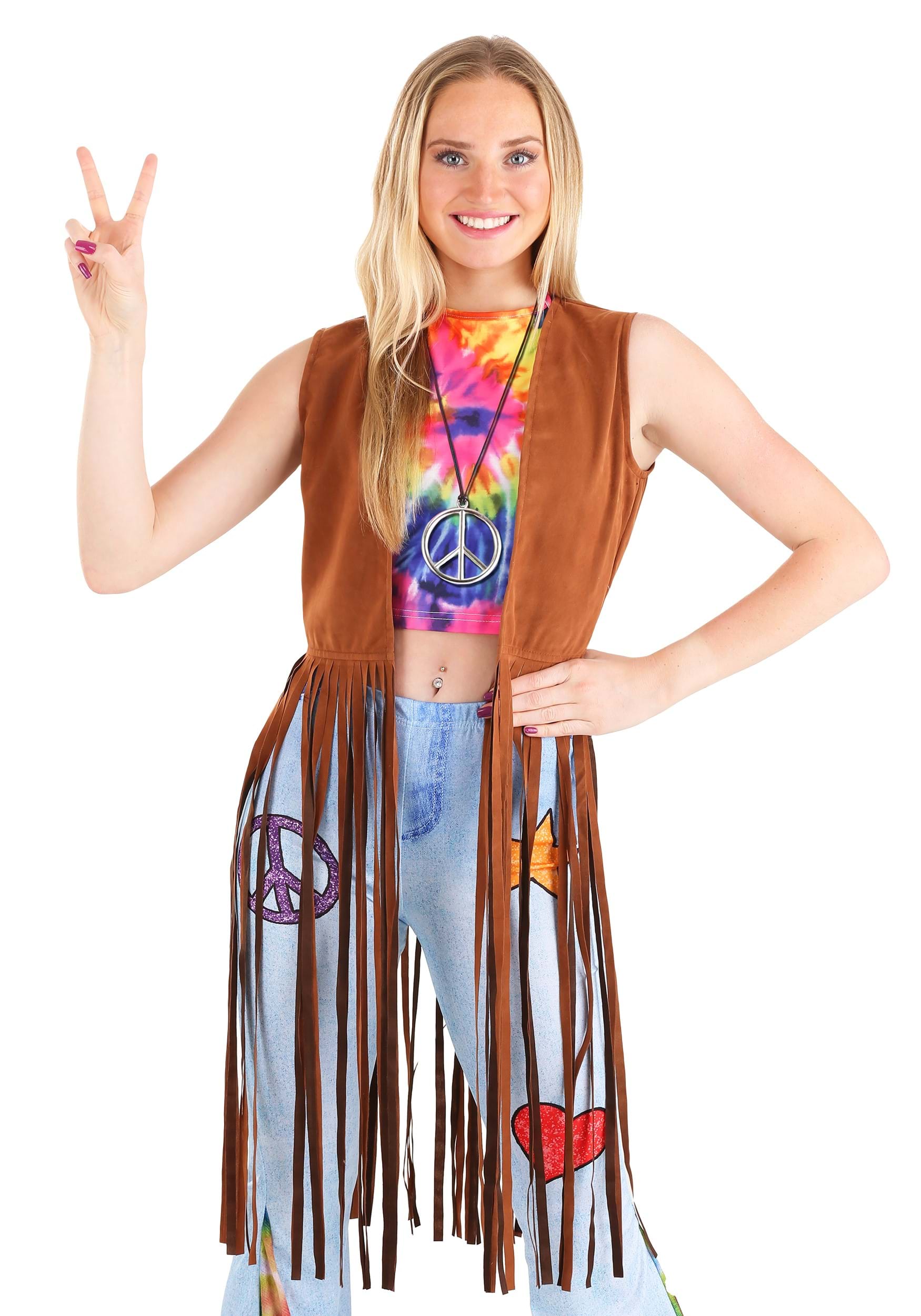 Multi-Coloured COST-M NEW Shirt & . with Waistcoat 60s Groovy Hippie Costume