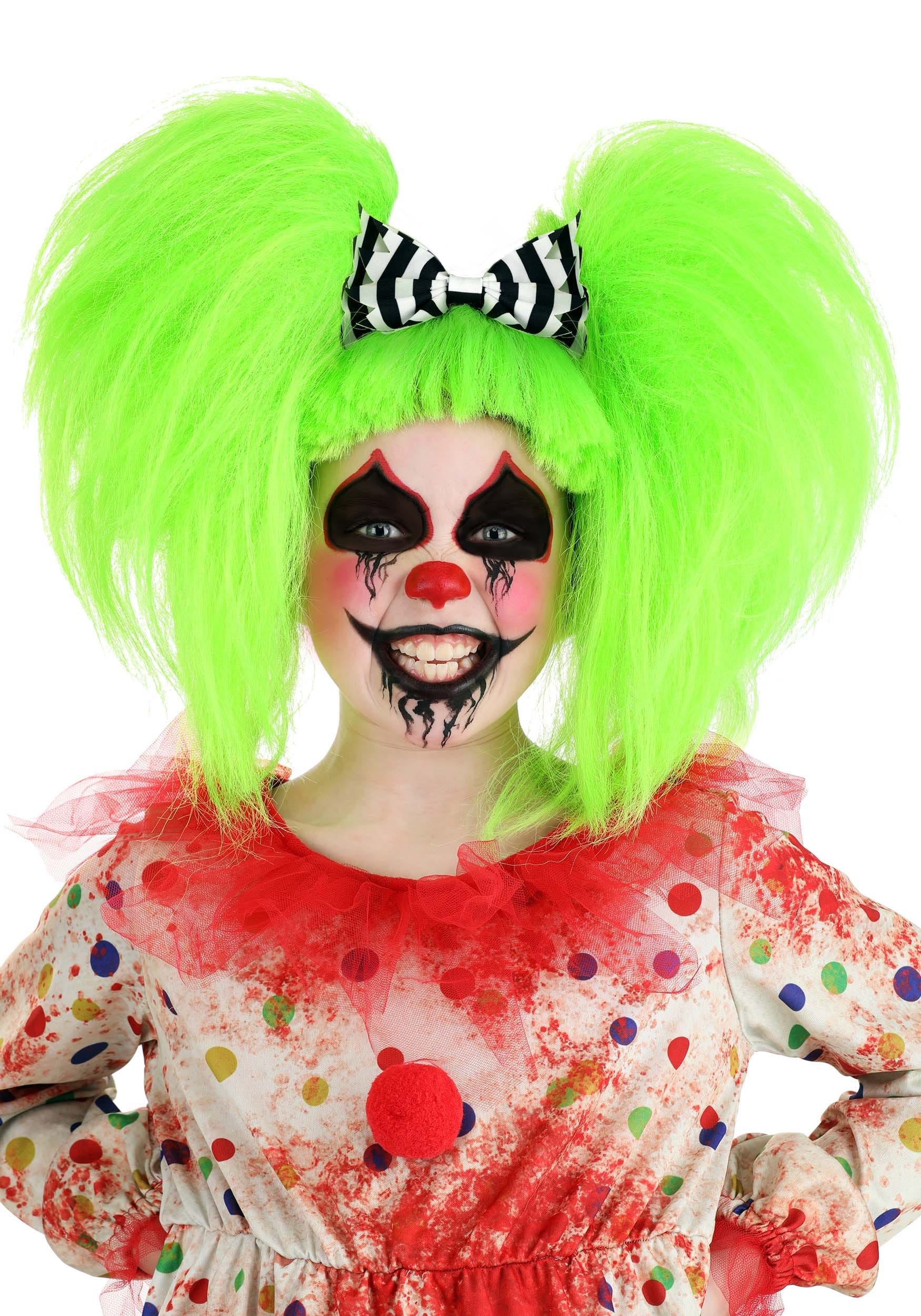 Girl s Creepy Clown Green Wig