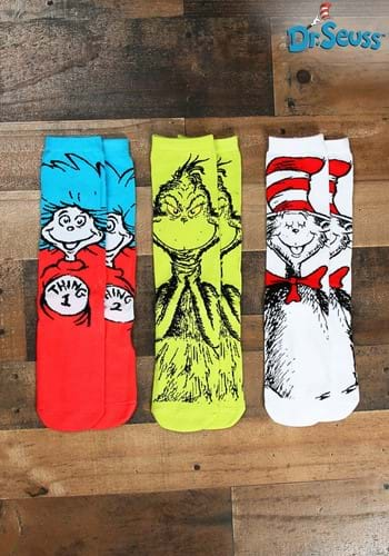 Dr. Seuss Cat in the Hat 360 Crew Sock - Black - John's Crazy Socks