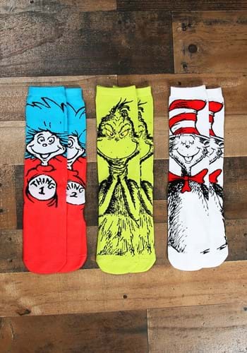 Adult Dr. Seuss Character 3 Pair Crew Sock Set 