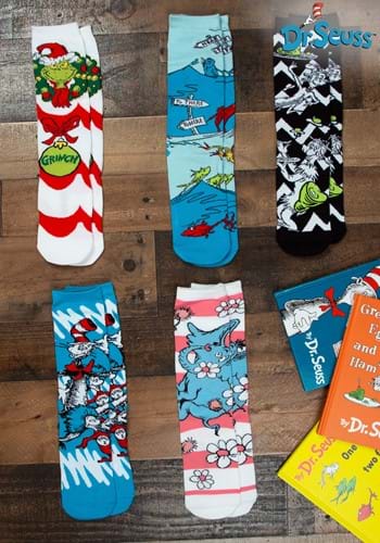 Adult Dr. Seuss Patterns Crew Sock Set 5 Pairs-0