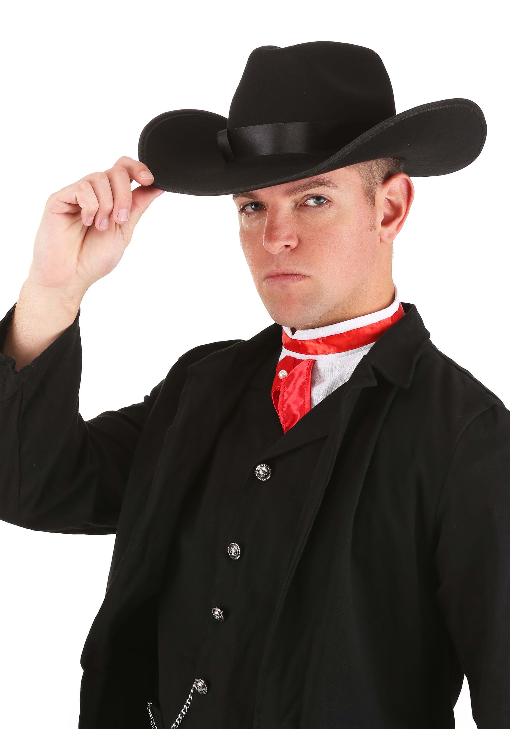 Wearing Black Cowboy Hat