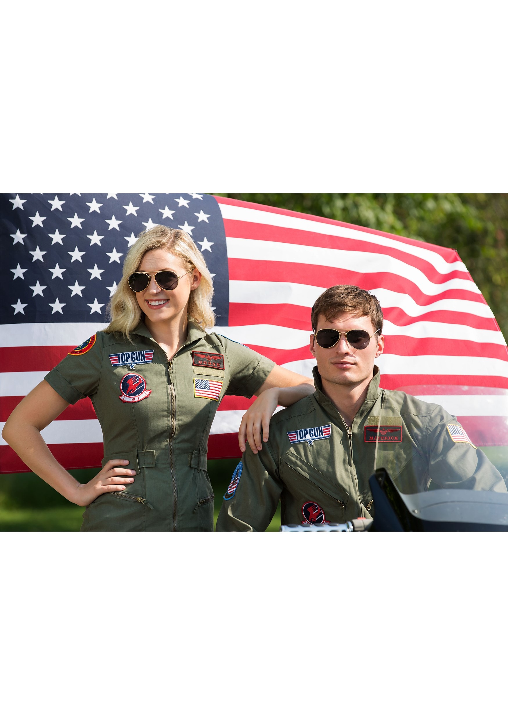 Men's Top Gun Flight Suit Costume , Pilot Halloween Costume