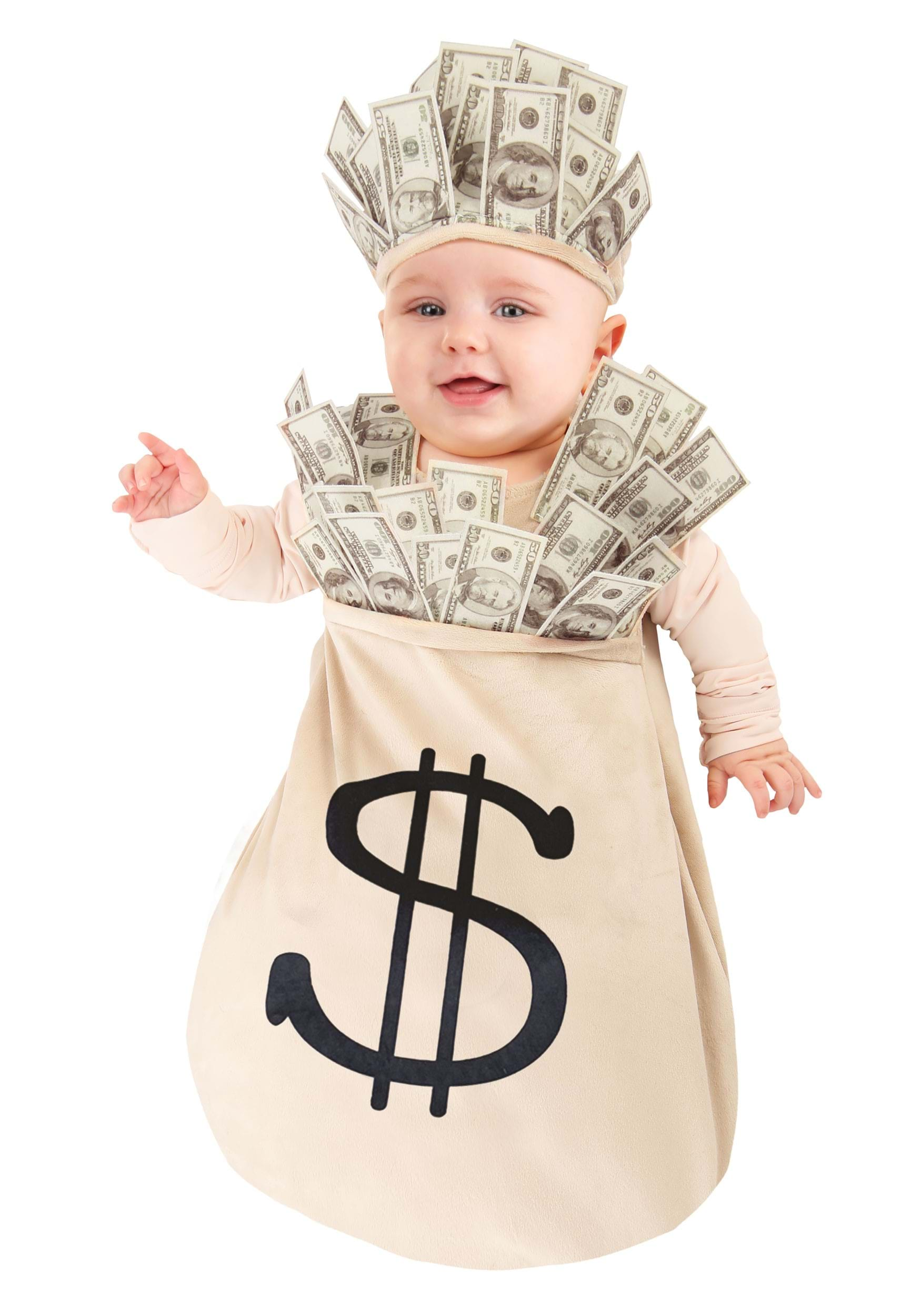 Photos - Fancy Dress FUN Costumes Money Bag Costume for Infants Black/Brown/Green