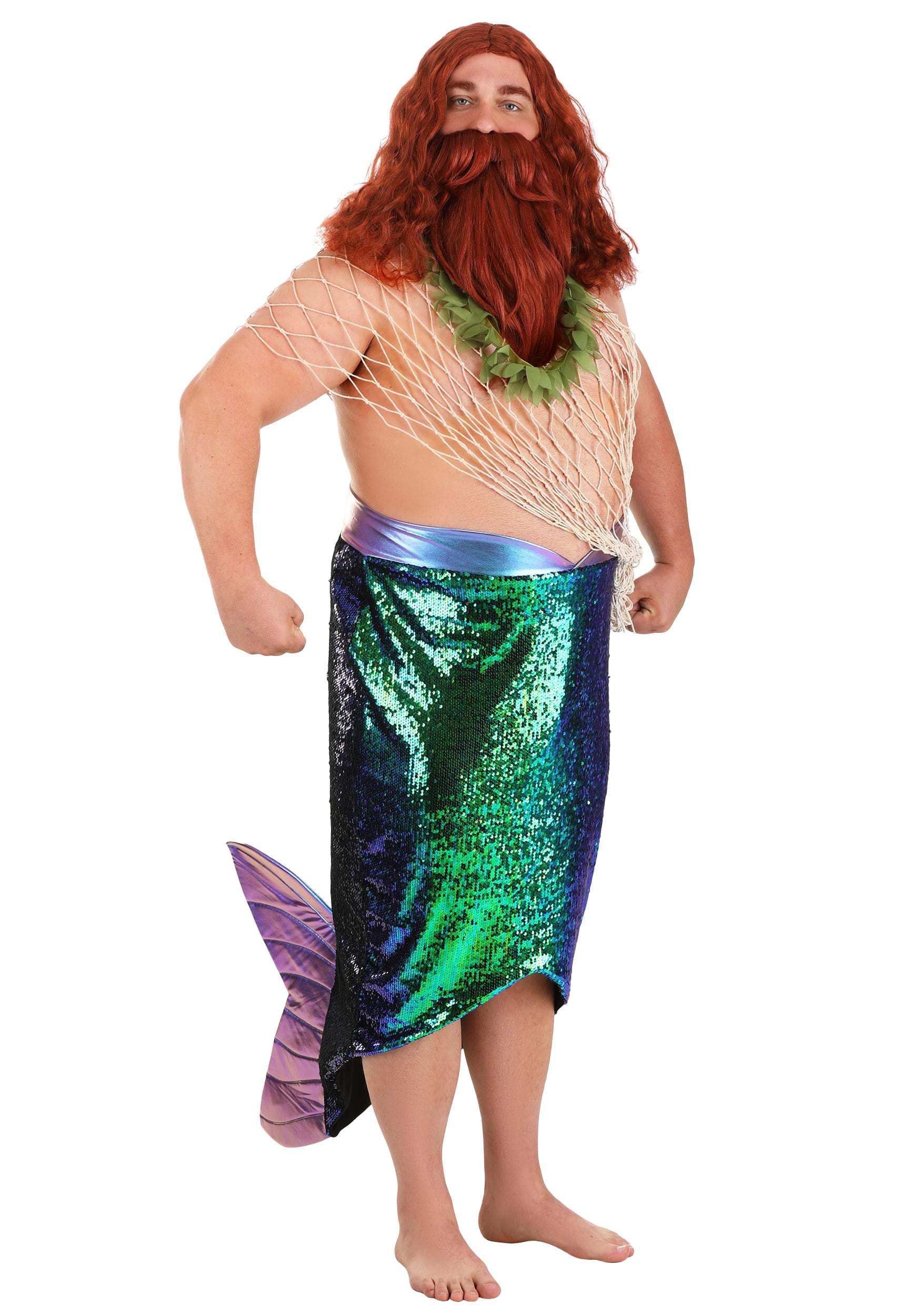 Plus Size Men's Salty Merman Costume , Plus Size Mermaid Costumes