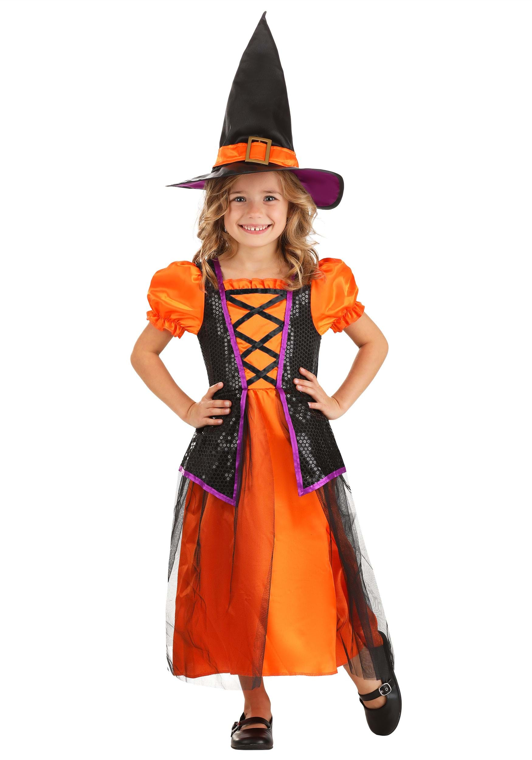 Orange Light-Up Witch Girls Costume