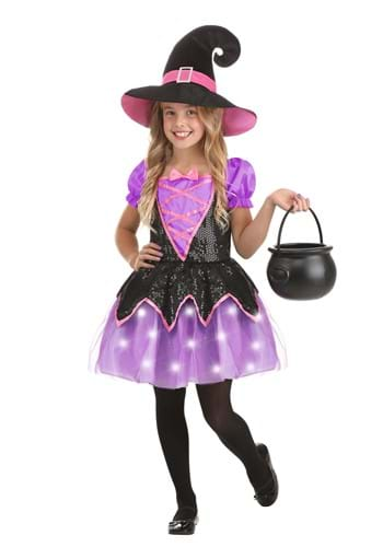 Disguise Play Time Girls Witch Costume + Hat - Purple/Pink/Black - Size S (4-6X)