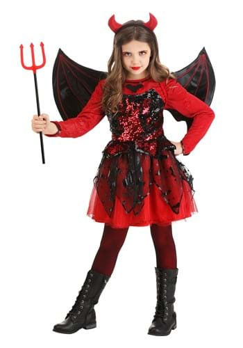 Girls Sparkling Devil Dress Costume