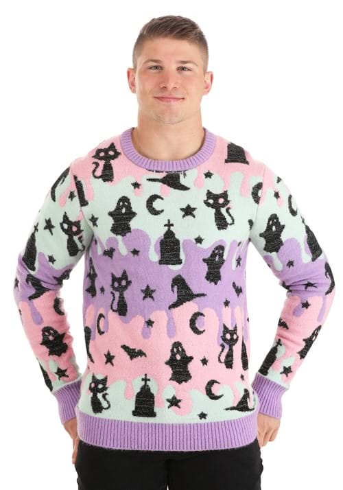 Adult Pastel Halloween Patterned Ugly Sweater