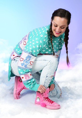 Care Bears Cheer Bear Pink High Top Shoes with Faux Fur | Care Bears Shoes