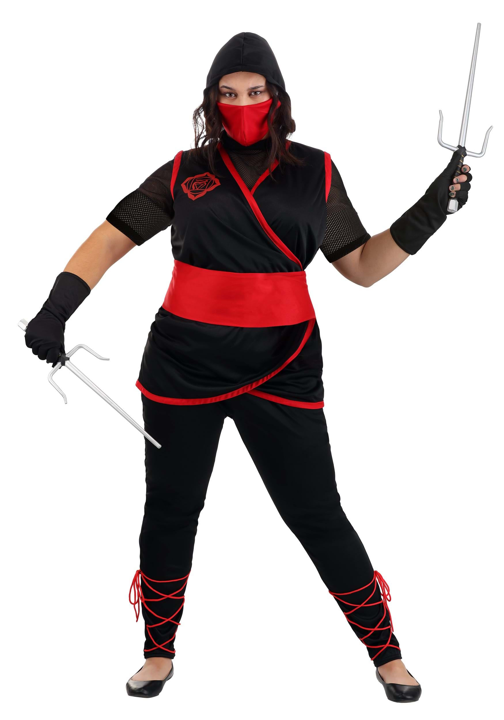 5 Pcs Women's Halloween Ninja Costume Set For Women Ninja Jumpsuit Ninja  Mask Waist Sash Halloween Party Cosplay