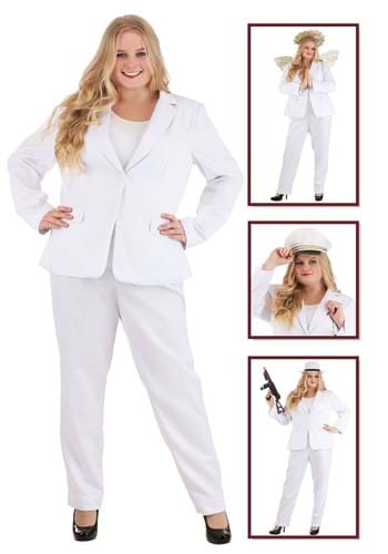 Plus Size Women's White Suit