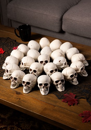 4-Inch Bag of 24 Skulls Halloween Decoration | Halloween Skulls