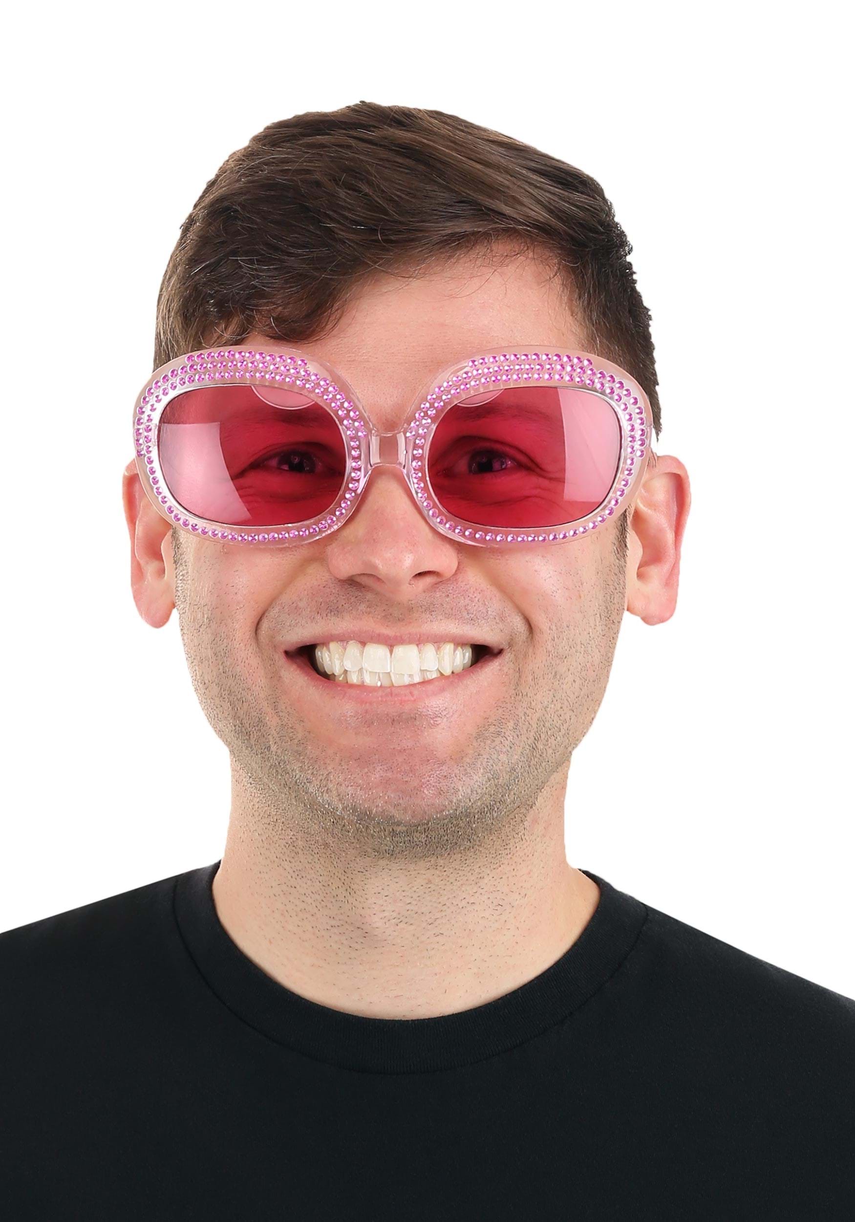 Men's Square Piano Player Glasses | Adult | Mens | Transparent/Pink | One-Size | Fun Costumes EL325730