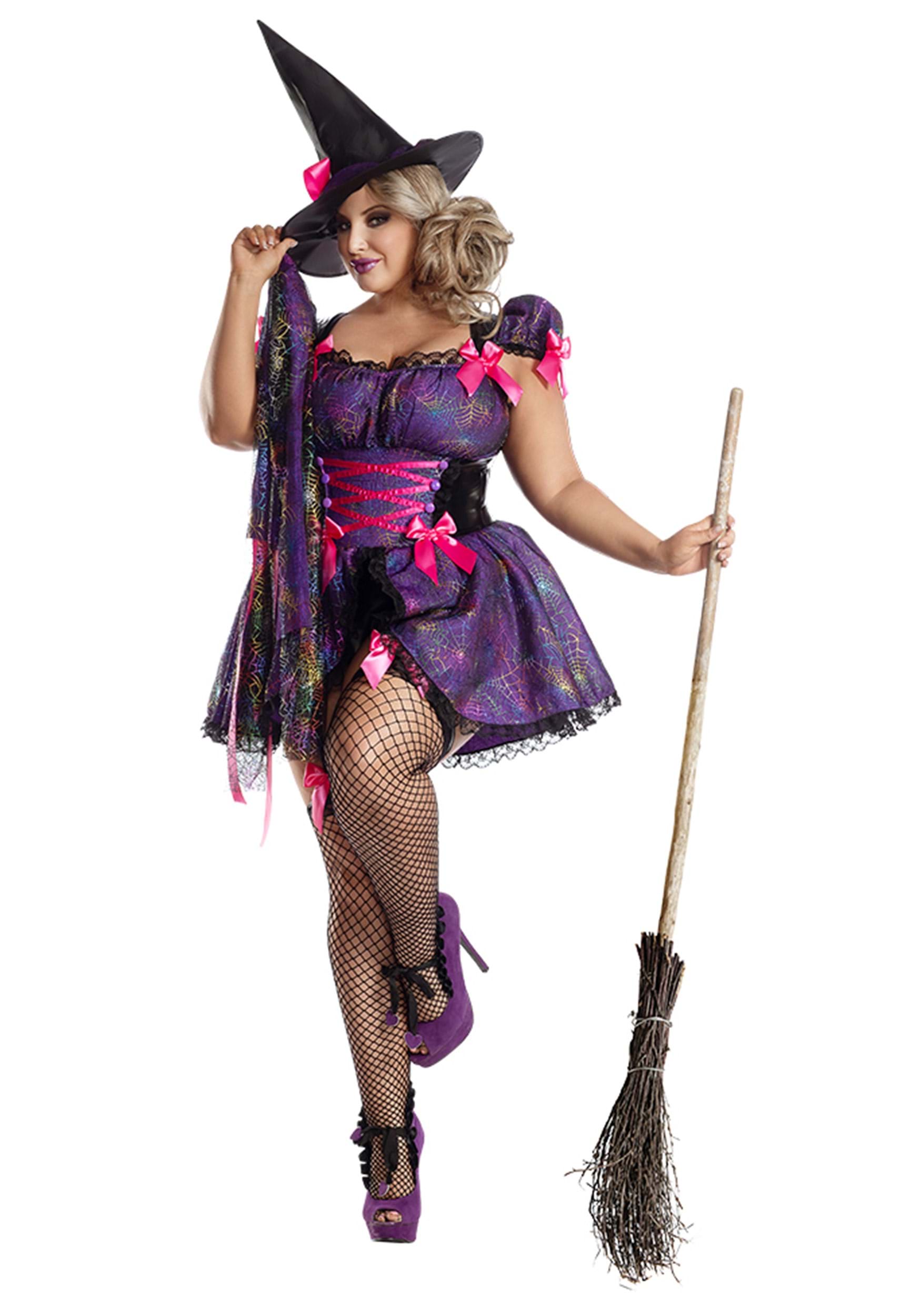 Plus Size Purple Web Witch Women's Costume