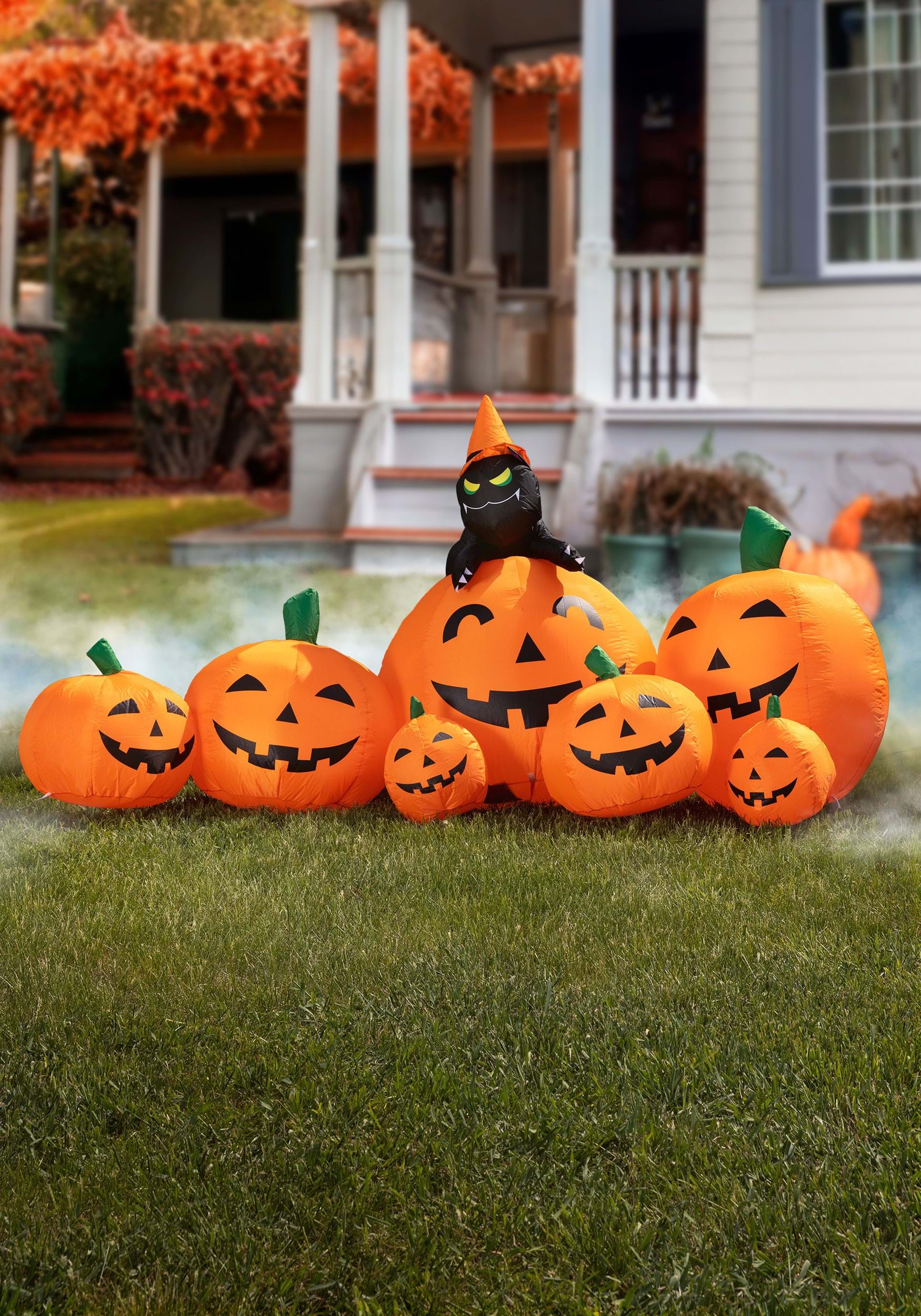 Inflatable 7ft Pumpkin Patch w/ Cat Halloween Decoration