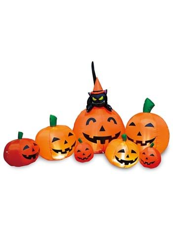 7 Foot Inflatable Pumpkin Patch With Cat Decoration