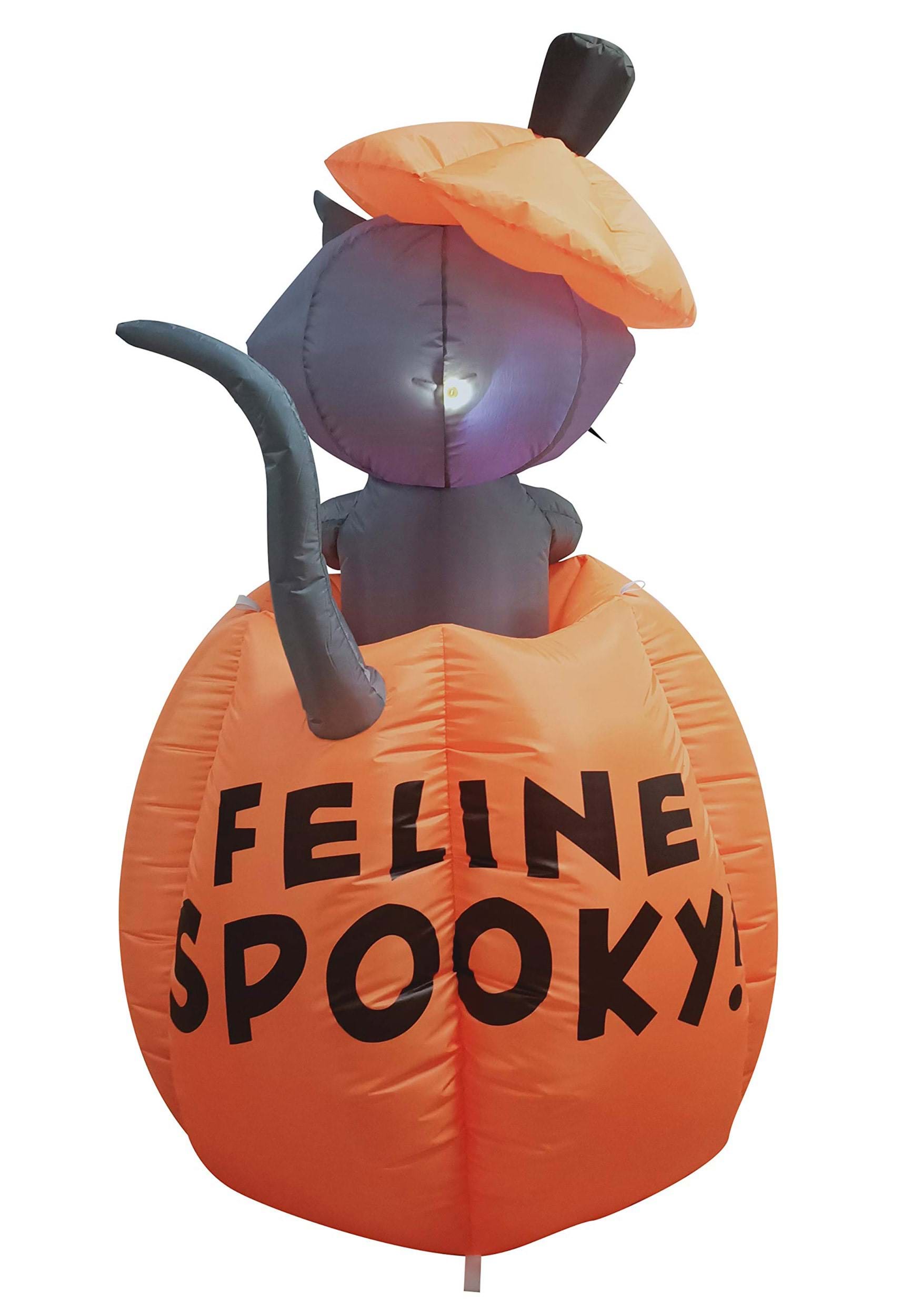 Animated Inflatable 5FT Cat In Pumpkin Decoration