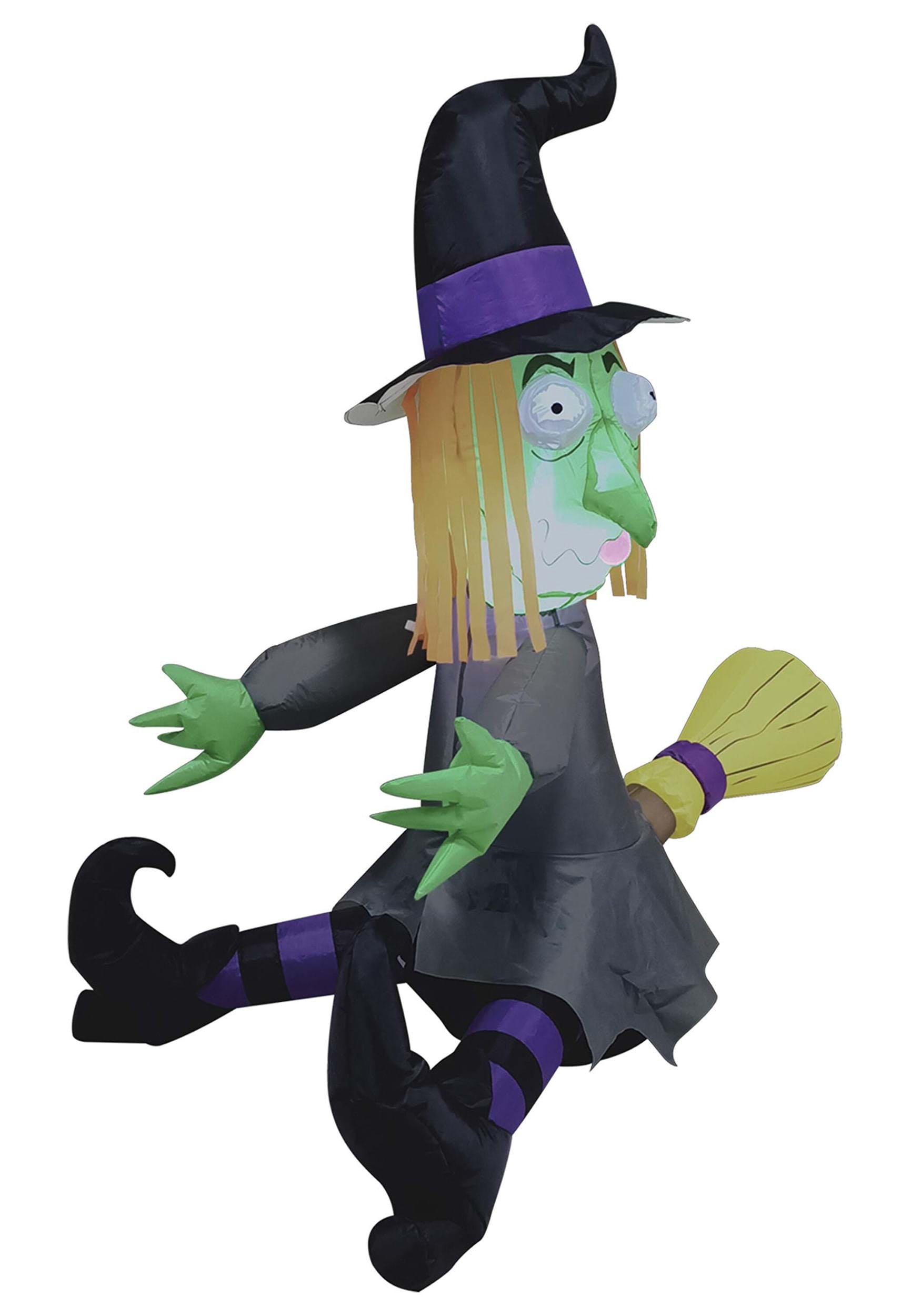 Inflatable 4 Foot Crashing Witch On A Tree Halloween Decoration