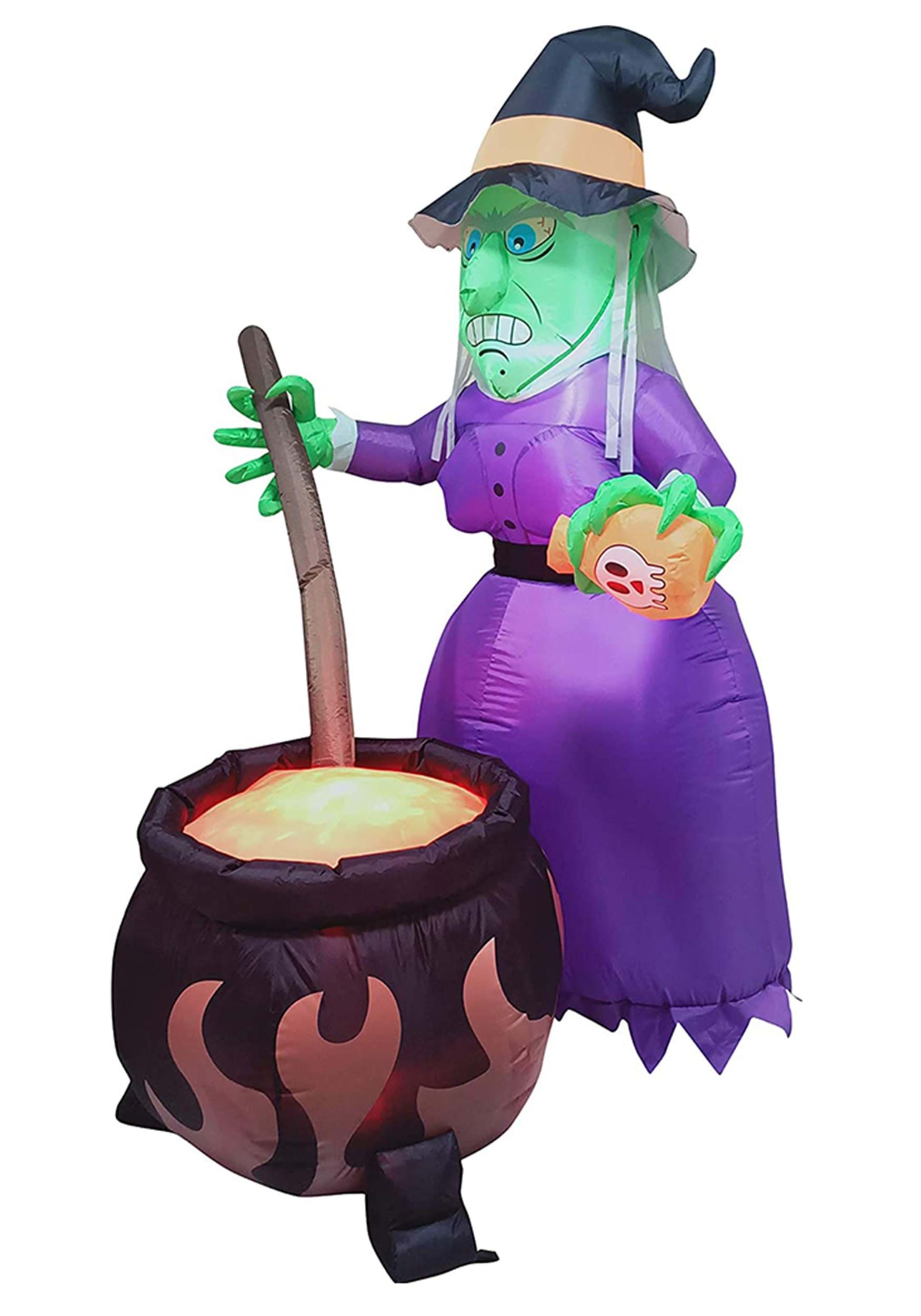 6FT Inflatable Witch And Cauldron Halloween Prop , Witch Decorations