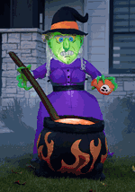 Inflatable 6 Ft Witch and Cauldron Alt 1